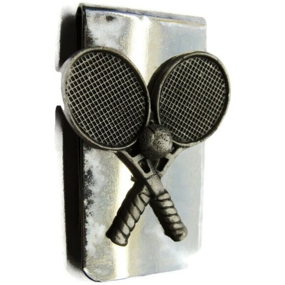 Tennis Money Clip Stainless Steel Racquets Tennis Ball  Cash ID Holder - Picture 3 of 6